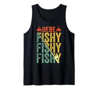 Retro Vintage Here Fishy Bash Fishing Funny Fisherman Dads Tank Top