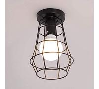 Retro Vintage Industrial Flush Mount Ceiling Light,Retro Pendant Lighting Hanging Ceiling Light Fixture Cage Lamp for Hallway Stairway Bedroom Kitchen (Bulb No Included) (Black) (D)