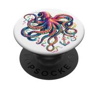Retro Vintage Japanese Octopus Kraken Psychedelic Ocean PopSockets Adhesive PopGrip