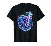 Retro Vintage Japanese Octopus Kraken UFO Abduction Space T-Shirt