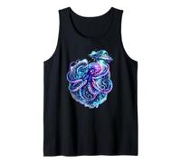 Retro Vintage Japanese Octopus Kraken UFO Abduction Space Tank Top