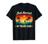 Retro Vintage Just Married 10 Years Ago 10 Year Anniversary T-Shirt