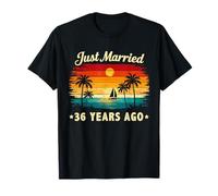 Retro Vintage Just Married 36 Years Ago 36 Year Anniversary T-Shirt