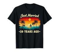 Retro Vintage Just Married 39 Years Ago 39 Year Anniversary T-Shirt