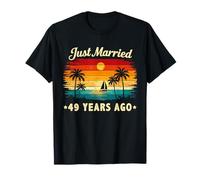 Retro Vintage Just Married 49 Years Ago 49 Year Anniversary T-Shirt