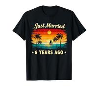 Retro Vintage Just Married 6 Years Ago 6 Year Anniversary T-Shirt