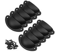 Retro Vintage Kitchen Cabinet Knobs 10 Pieces Cupboard Door Drawer Pull Handles Metal Cup Knobs with Screws Black