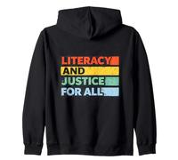 Retro Vintage Literacy and Justice For All Human Equality Zip Hoodie