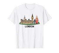 Retro Vintage London England Skyline Landmarks Souvenir Value Graphic T-Shirt, Men, White, XL