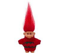 Retro Vintage Lucky Troll Dolls Assorted Hair Colors Chromatic Adorable for Collections, School Project, Arts and Crafts, Party Favors (Red)