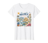 Retro Vintage Mallorca Spain Mediterranean Summer Vacation Value Graphic T-Shirt, Women, White, M