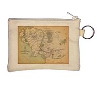 Retro Vintage map Art maps Atlas Fantasy Earth Key Chain Coin Purse Beige