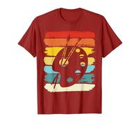 Retro Vintage Paint Palette Costume Artist Art Teacher T-Shirt, Men, Cranberry Red, Large