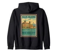 Retro Vintage Poster Ellis Island New York City State NY NYC Zip Hoodie