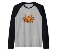 Retro Vintage Pumpkin Spice Tis The Season Equinox Moon Raglan Baseball Tee