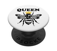 Retro Vintage Queen Bee Yellow Crown Royalty Princess Queens PopSockets Adhesive PopGrip