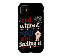 Retro Vintage Red White and Really Not Feeling It Feminism Case for iPhone 11