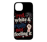 Retro Vintage Red White and Really Not Feeling It Feminism Case for iPhone 14 Plus