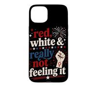 Retro Vintage Red White and Really Not Feeling It Feminism Case for iPhone 15 Plus