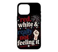 Retro Vintage Red White and Really Not Feeling It Feminism Case for iPhone 16 Pro Max