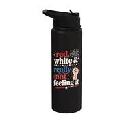Retro Vintage Red White and Really Not Feeling It Feminism Stainless Steel Insulated Water Bottle
