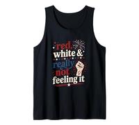 Retro Vintage Red White and Really Not Feeling It Feminism Tank Top