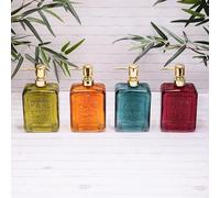 Retro/Vintage Ribbed Pink Green Orange Blue Glass Refillable Soap Bottle Dispensers with Gold Pump (Green)