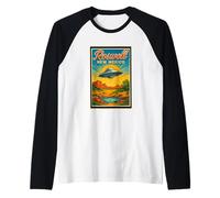 Retro Vintage Roswell New Mexico NM UFOlogy Art Graphic Raglan Baseball Tee