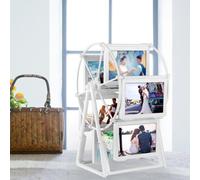 Retro Vintage Rotatable Ferris Wheel Picture Frame with 6 Photos, Tabletop Family Tree Photo Frames, DIY Cute Multiple Carousel Photo Frames for Birthday Wedding Anniversary Mother's Day Home Décor