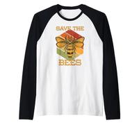 Retro Vintage Save The Bees Raglan Baseball Tee
