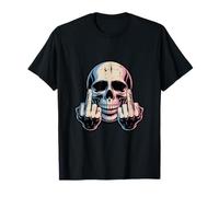 Retro Vintage Skull Face Funny Middle Finger Graphic T-Shirt