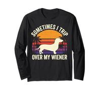 Retro Vintage Sometimes I Trip Over My Wiener Dachshund Long Sleeve T-Shirt