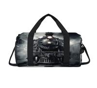Retro Vintage Steam Train Sport Duffel Bag with Shoes Compartment Overnight Weekender Bags Travel Gym Luggage Organizer for Women Men Kids Girls Boys