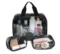 Retro Vintage Steam Train Travel Makeup Bag for Women Men, Translucent Cosmetic Bags 3 Pcs Large Shower Wash Pouch Toiletry Cosmetic Toiletries Organizer