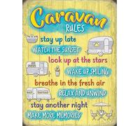 Retro Vintage Style Novelty Caravan Rules Decorative Metal Tin Door Sign/Wall Plaque - Fun Shabby Chic Gift for Caravan/Home/Garden - 20 x 15 cm