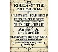 Retro Vintage Style Novelty Fun Toilet/Bathroom Rules Decorative Metal Tin Door Sign/Wall Plaque - 20 x 15 cm (Retro Rules)