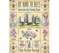 Retro Vintage Style Wildlife/Nature Decorative Metal Tin Door Sign/Wall Plaque - Nostalgic Shabby Chic Gift for Home/Garden - 40 x 30 cm (Be Kind to Bees)