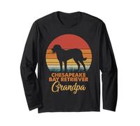 Retro Vintage Sunset Chesapeake Bay Retriever Grandpa Long Sleeve T-Shirt