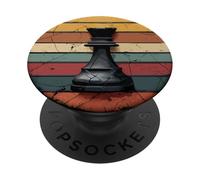 Retro Vintage Sunset Chess Queen Strategy 80s Style PopSockets Adhesive PopGrip