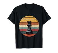 Retro Vintage Sunset Chess Queen Strategy 80s Style T-Shirt