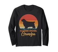 Retro Vintage Sunset Clumber Spaniel Grandpa Long Sleeve T-Shirt