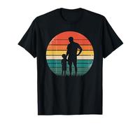 Retro Vintage Sunset Father and Son Design Dad Daddy Husband T-Shirt