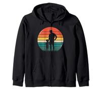 Retro Vintage Sunset Father and Son Design Dad Daddy Husband Zip Hoodie