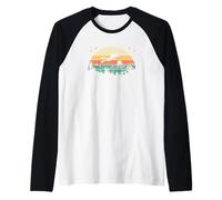 Retro Vintage Sunset Scuba Diving Diver Cute Raglan Baseball Tee