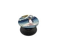 Retro Vintage Surfing A Great Wave Macaroni Penguin Lover PopSockets Adhesive PopGrip