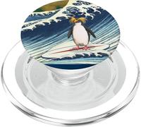 Retro Vintage Surfing A Great Wave Macaroni Penguin Lover PopSockets PopGrip for MagSafe
