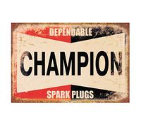 Retro Vintage Tin Metal Sign, Champion Spark Plugs, Wall Decor for Home Garage Bar Man Cave, 8x12"/20x30cm