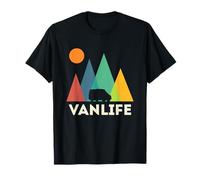 Retro Vintage Van Life Vanlife Camper Camping sunset T-Shirt