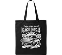 Retro Vintage Vehicle Classic Car Club 1992 American Muscle Car Natural Ecological Cotton Tote Bag Black