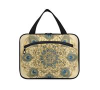 Retro Vintage Victorian Style Peacock Feather Blue Green hanging travel bag for men with hook, designer washable travel bag toiletry for men hotel bolsas para maquillaje L, retro vintage Victorian